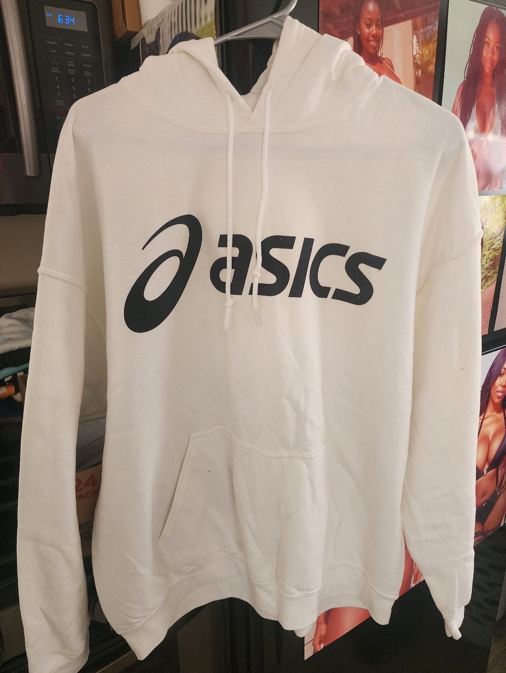 ASICS Men's White Hoodie with Black Logo - Men's Zip-Up Style